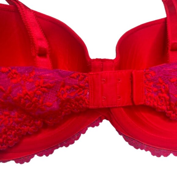 Wacoal Womens Embrace Lace T-Shirt Bra 34DD Red Pink Floral Underwire Seamless - Picture 14 of 16